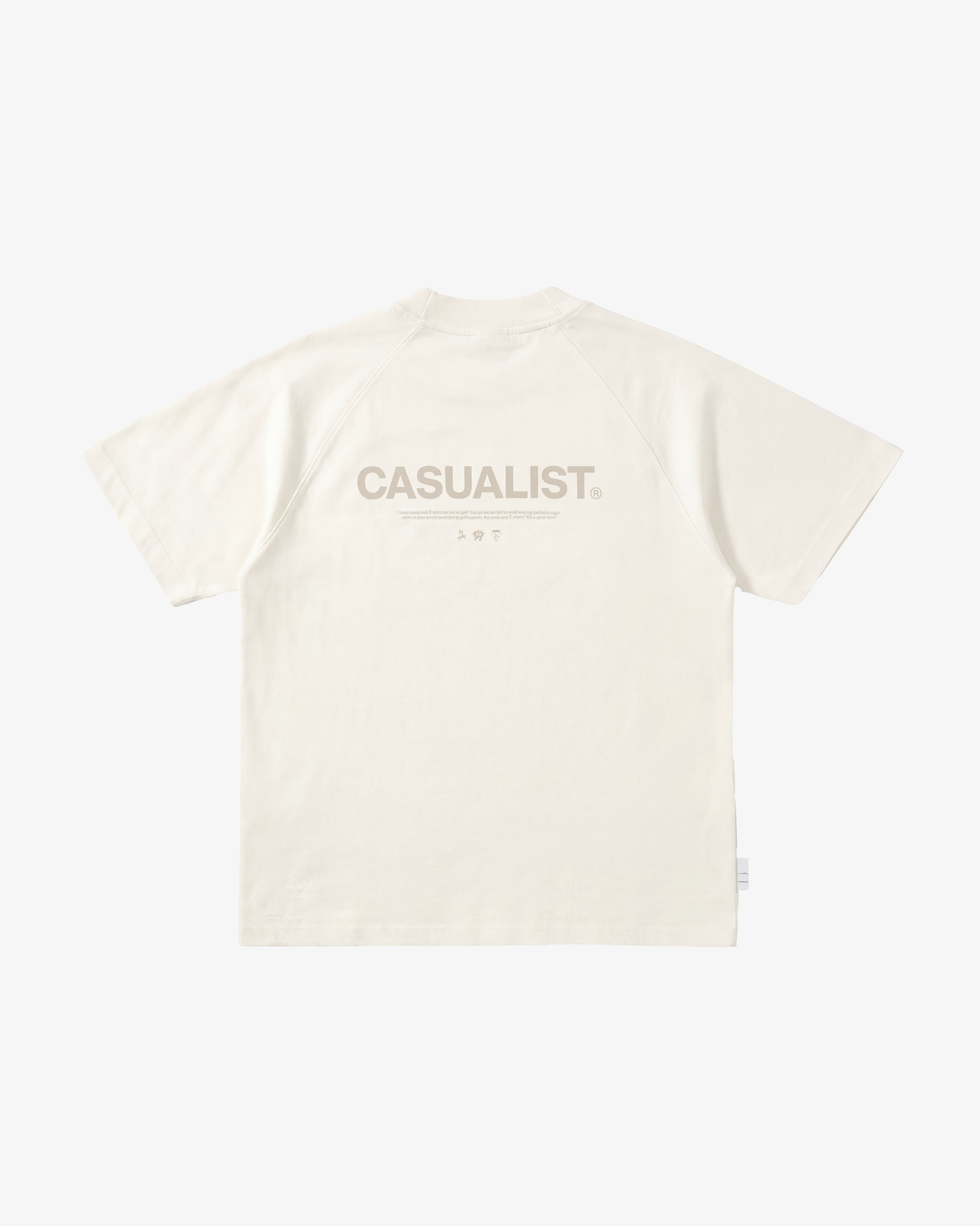 Casualist Appropriate Dress Code Mockneck Tee back view ecru