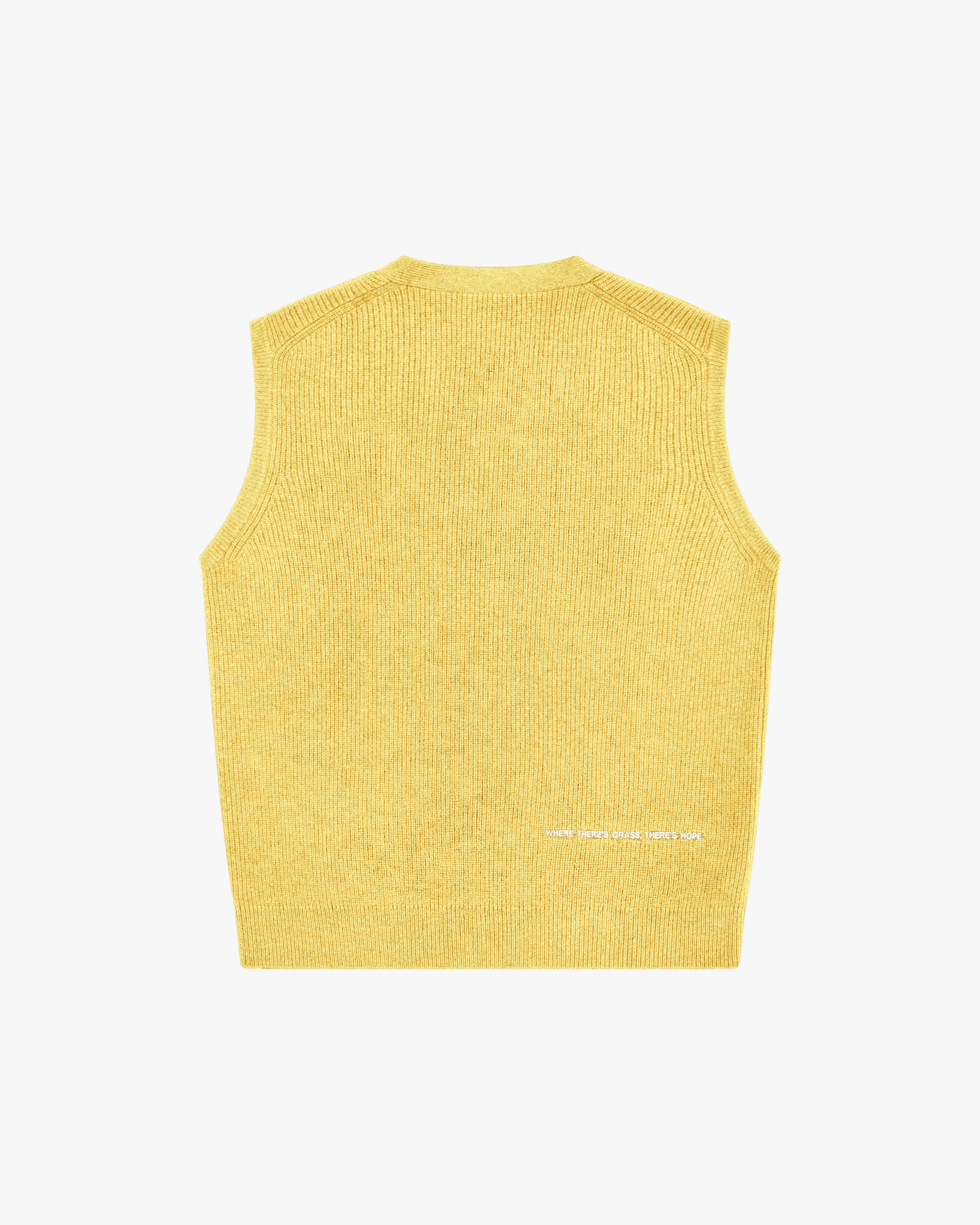 Casualist Grazer Cardigan Vest yellow front detail