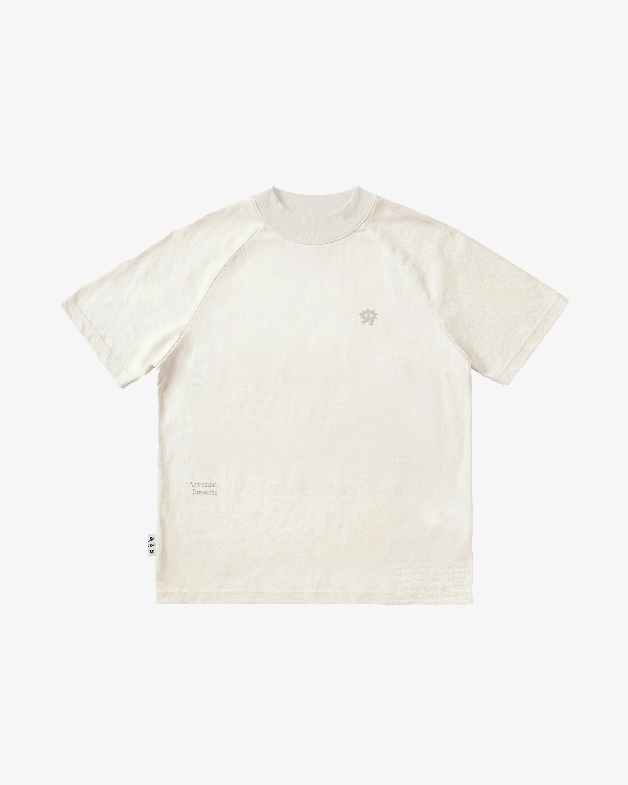 Casualist Dress Code Mockneck Tee front view ecru organic cotton