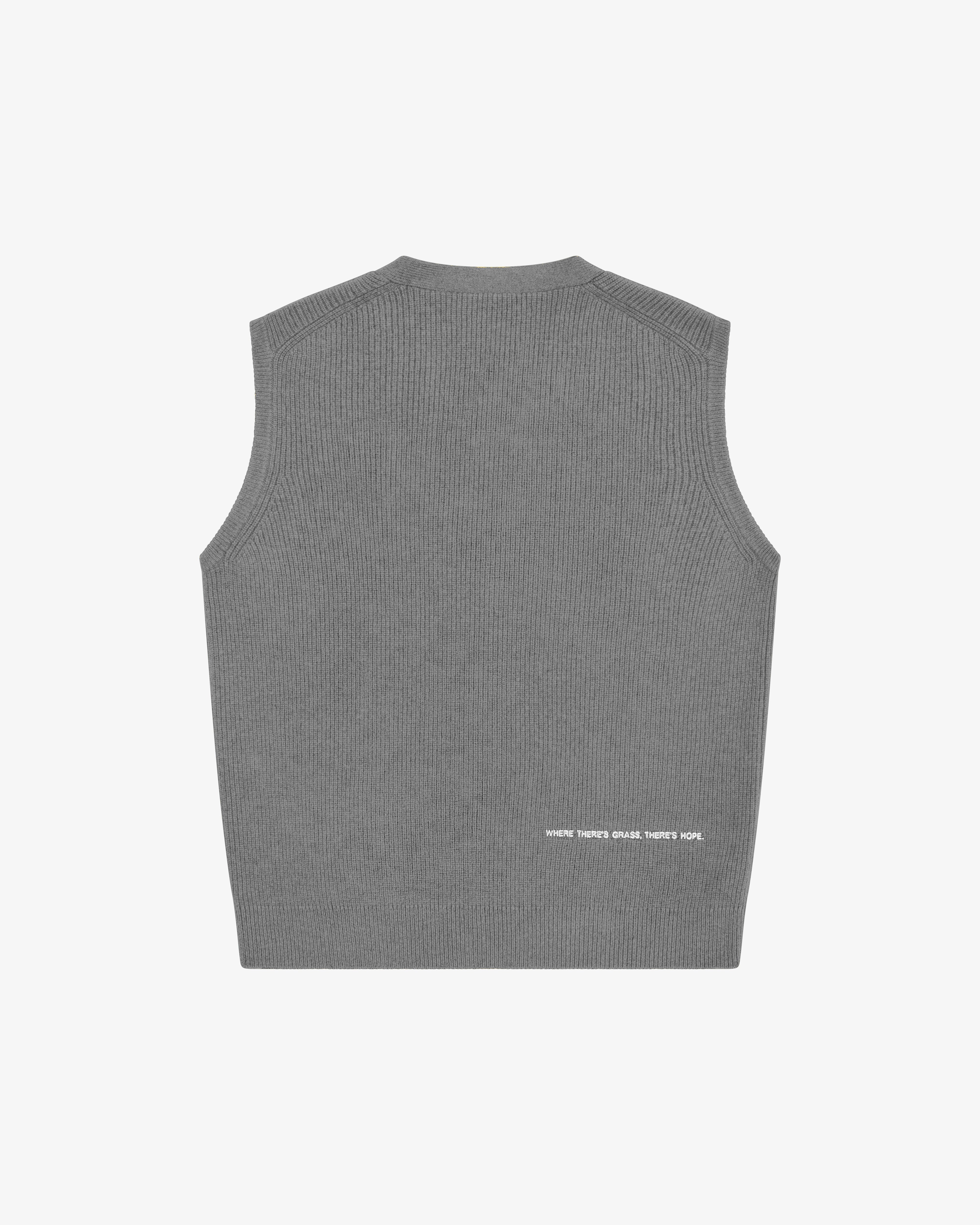 Casualist Grazer Cardigan Vest back embroidery detail grey