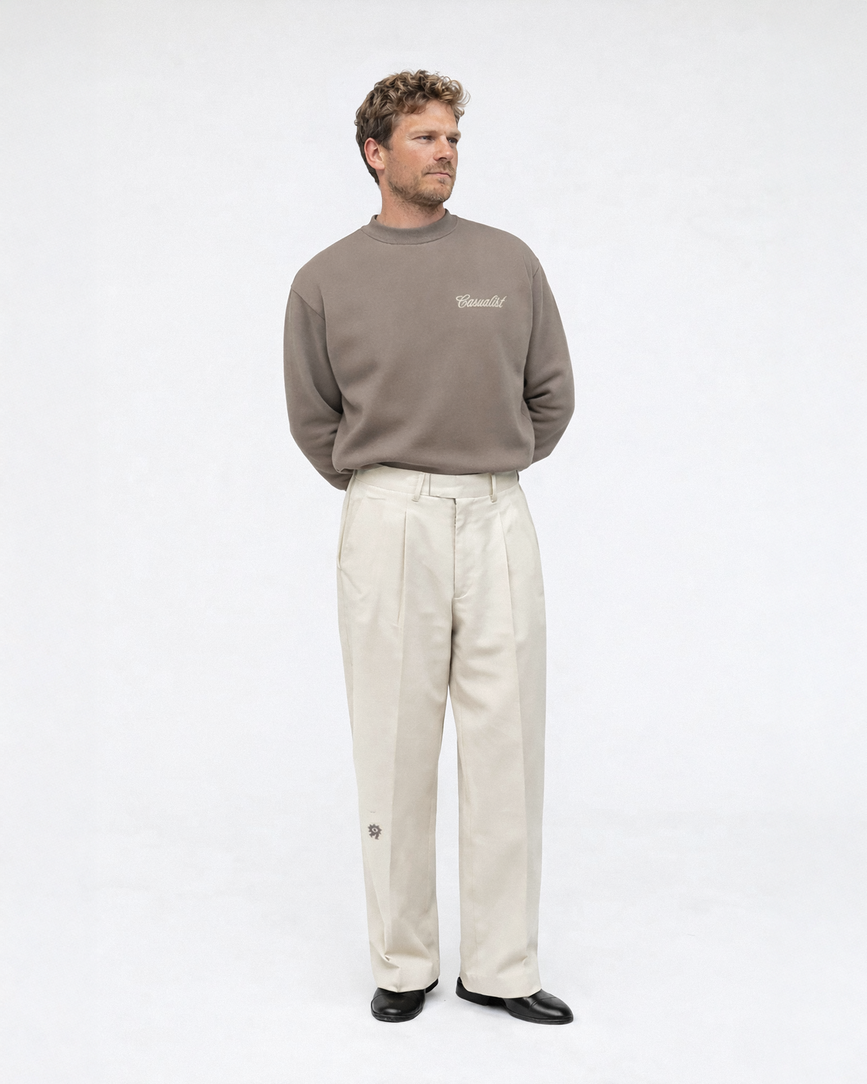 Casualist No Idea sweatshirt worn model lifestyle shot