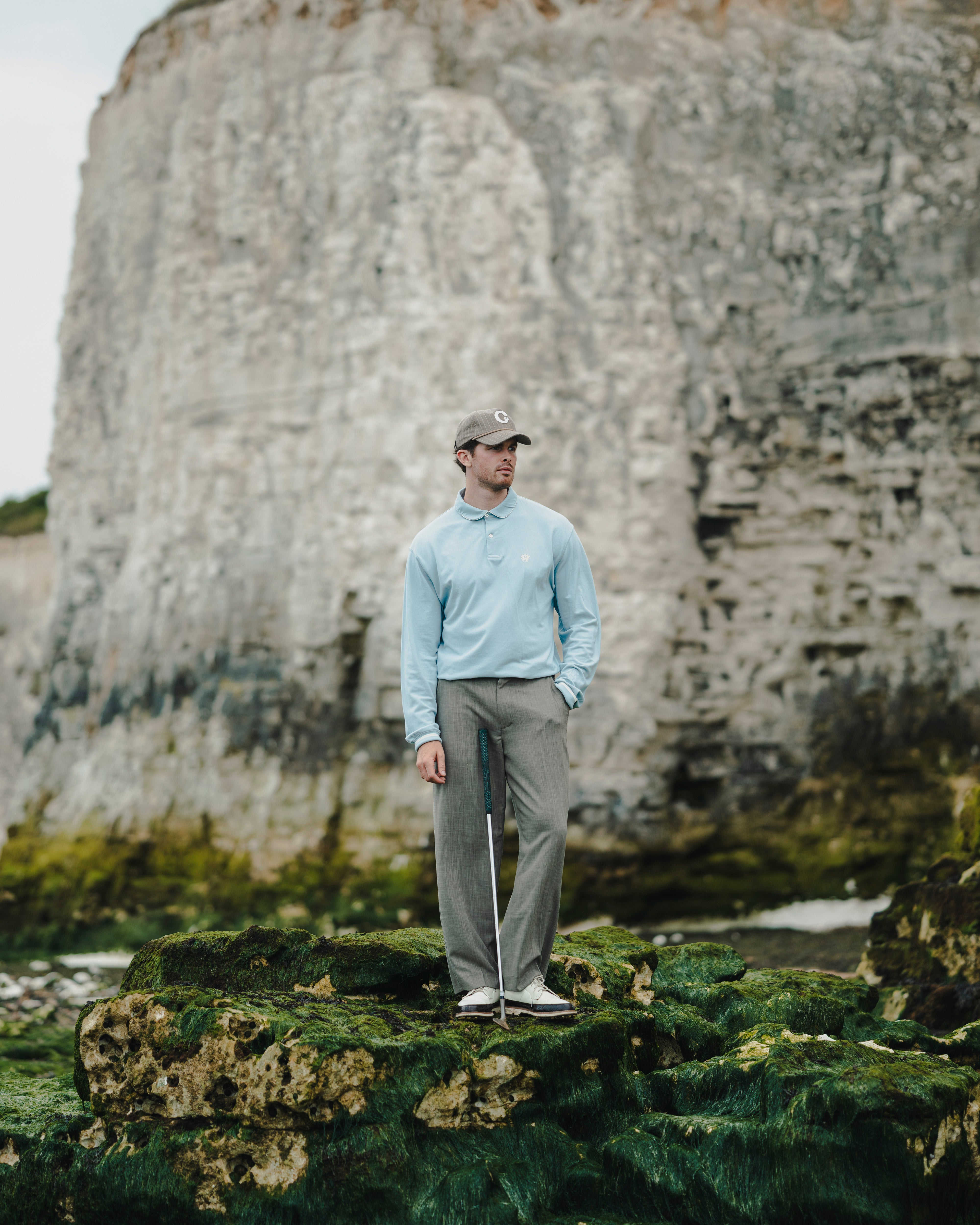 Trust the Swing Pique Polo - Dusty Blue